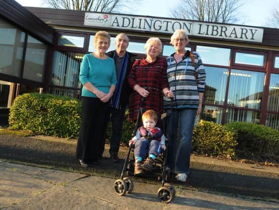 Members of Friends of Adlington Library (F.O.A.L) from left, Jeanette Lowe, Garry Newell, Margaret Burgess, Caroline Hesketh and grandson Oliver