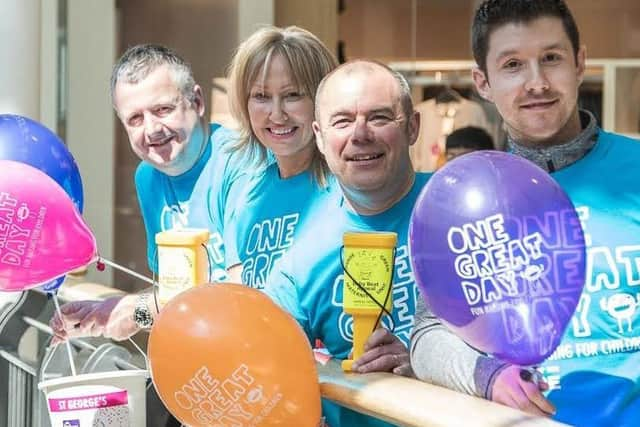 Left to right -  Andrew Stringer, centre manager at St George's Shopping Centre, Karen Entwistle, appeal manager at The Baby Beat Appeal, John Mellis from St Georges Shopping Centre and Danny Petricco, manager at JD Gyms.