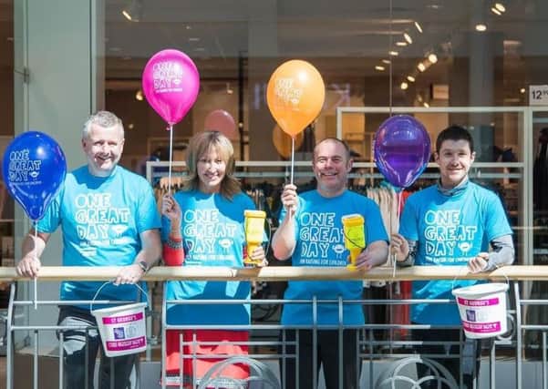 Left to right -  Andrew Stringer, centre manager at St George's Shopping Centre, Karen Entwistle, appeal manager at The Baby Beat Appeal, John Mellis from St Georges Shopping Centre and Danny Petricco, manager at JD Gyms.
