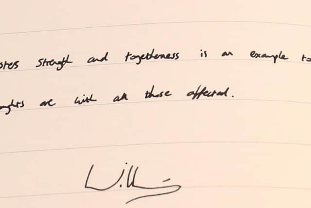 The message left by the Duke of Cambridge in a book of condolence at Manchester Cathedral