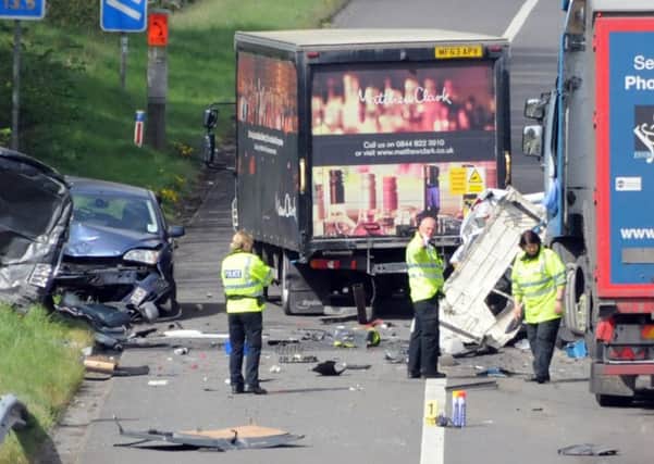 The scene on the westbound M55 after a five vehicle smash
