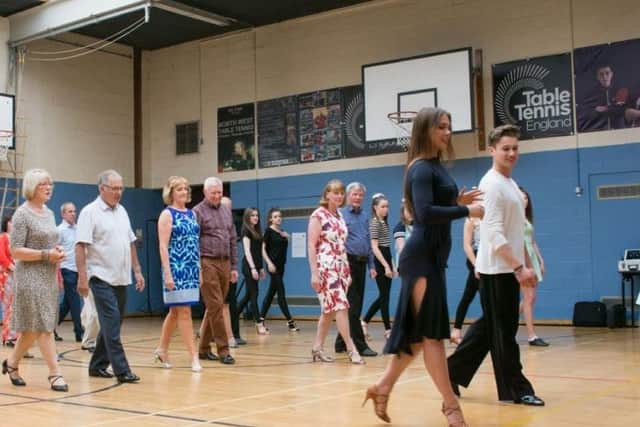 Strictly Come Dancers performers AJ Pritchard and Chloe Hewitt put on a Cha Cha masterclass for Paula Boscott School of Dance.