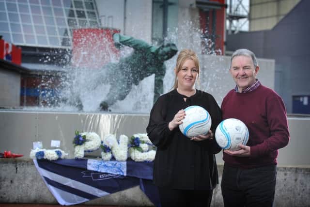 Eamonn McNamara of the Lancashire Sunday Football League and Jill Rogerson launched a health scheme where every footballer will be eligible to have a heart scan