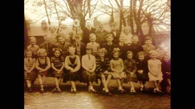 Pupils at Wheelton Primary School in the 1950s. Geoffrey Wilson, top row, second from right.
His best friend Graham Baxendale is middle row, second from left.