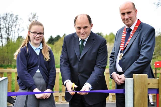 Picture by Julian Brown 28/04/17

Catterall Gala Queen Olivia Horner (11), Ben Wallace MP and Chairman of Catterall Parish Council Ian Brayshaw 

Ben Wallace MP officially opens the new toddler and young children's play area on Catterall Playing Field, Catterall, Garstang