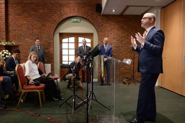 Ukip leader Paul Nuttall speaks during a press conference at Boston West Golf Club where he announced that he is standing down as party leader