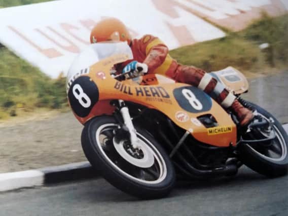 Alan Jackson in action at the 1977 TT races