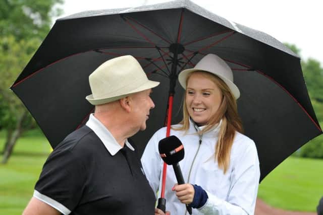 Sky Sports' presenter Anna Whiteley interviews a competitor in the Trilby Tour at Preston Golf Club