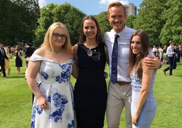 Megan Rigby, 18 and Amy Dwyer and Katie McVeigh, both 17, from Penwortham and Longton, partied with the Countess of Wessex and Greg Rutherford at Buckingham Palace as they received their gold Duke of Edinburgh award.