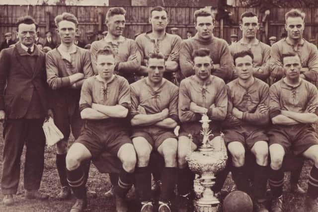 Fleetwood Town FC in 1932, Phill Barraclough  father of actor Roy Barraclough  is third from right, back row