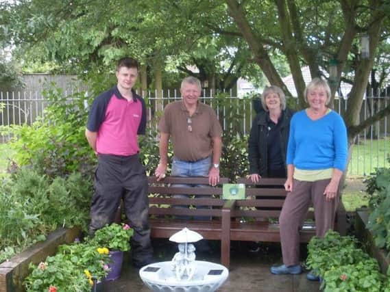 Ashley Parkinson from Dobbies, Mike Farrow, volunteer family member, Carol Robinson, of Dobbies, and Muriel Farrow, volunteer family member