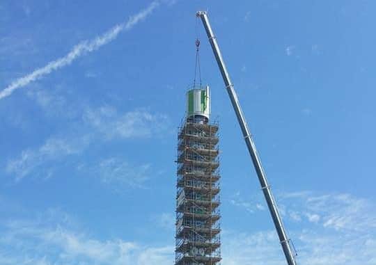 The top is about to come off the Polo Tower as demolition work continues.