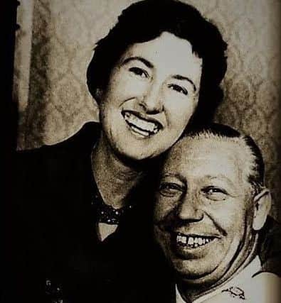Film star George Formby and his fiancee Pat Howson in the 1940s.