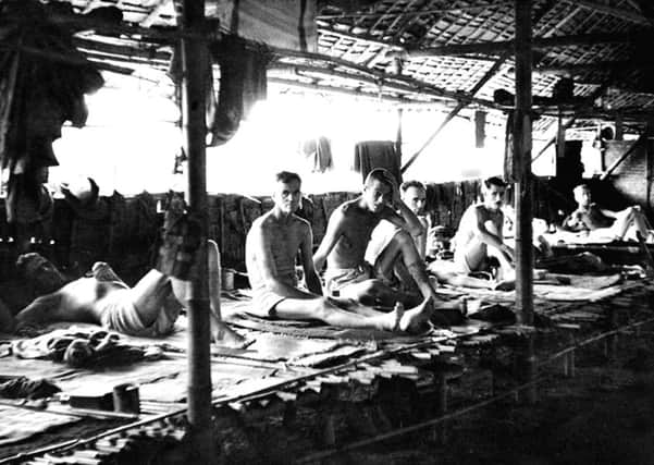 Interior of the hospital hut at Wampo on the Burma-Thailand Railway