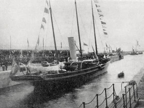 Steam yacht Aline sailed the Duke of Edinburgh round Preston dock before the opening ceremony