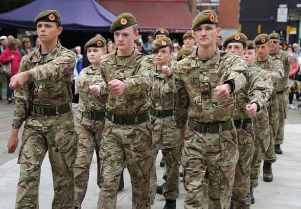 Armed Forces Day in Preston's Flag Market.
Army cadets on parade.  PIC BY ROB LOCK
24-6-2017
