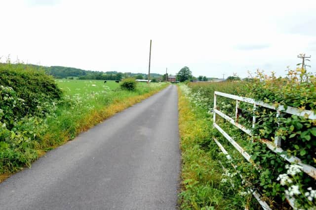 General view of Lower Hall Farm, at the end of Potters Lane, Samlesbury, Preston - farmland that could be turned into a large quarry.