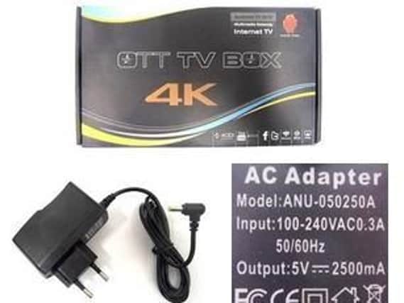 The boxes are sold in a black cardboard box and come with a power supply (AC adapter) marked ANU-050250A.