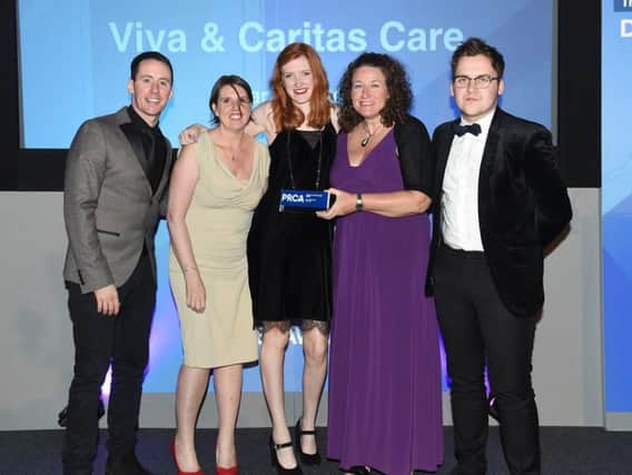 Connor Phillips, Lindsey Duckworth (Caritas Care), Abigail Fraser-Kelly (Account Executive, Viva PR) Rachel Pinder (Account Manager, Viva PR) and Harry Bristow (PRCA)
