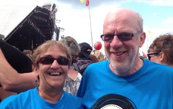 Water Aid volunteers Anne and John Wareing from Penwortham at Glastonbury Festival