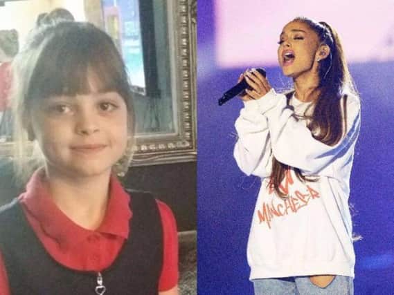 US pop star Ariana Grande has paid tribute to Saffie Roussos, the youngest victim of the Manchester Arena bombing.