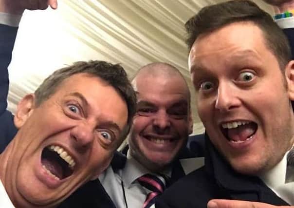 TV presenter Matthew Wright, Preston's Ben Ashworth (middle) and Dafydd Farr-Jones (right)