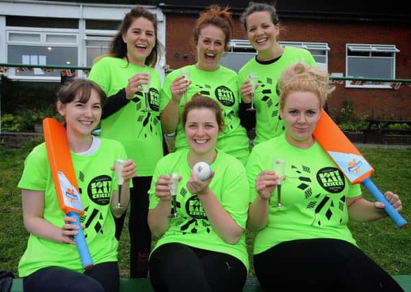 Women's teams gathered at Chorley Cricket Club for an evening of 'Prosecco Cricket', with glasses of bubbly along with softer balls.
The Jiminy Cricket team, with front L-R: Lizzie Tyrer, Sarah Lavelle and Kate Willacy, back: Helena Carr, Toni Hines and Jen Lee.  PIC BY ROB LOCK
7-7-2017