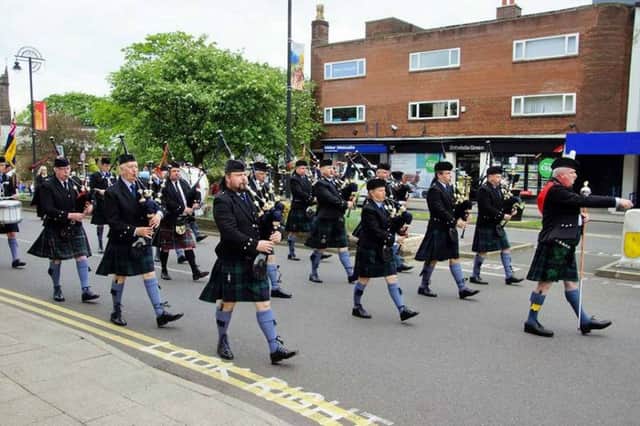Chorley, Croft and Culcheth Pipe Band during the Mayor's Parade