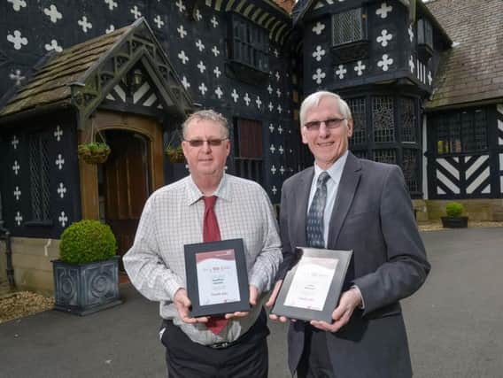 Geoffrey Haslam and John Bicknell were honoured for being committed blood donars by NHS Blood and Transplant
