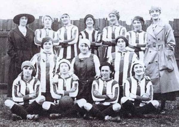 Dick, Kerr Ladies prior to their first game at Christmas, 1917 (photo courtesy of Gail Newsham)