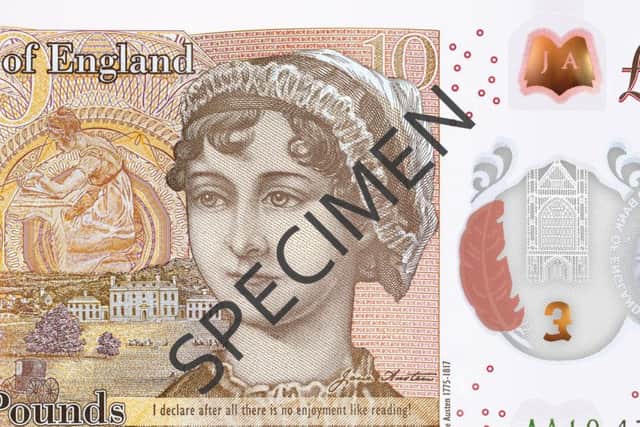 The new 10 note featuring Jane Austen