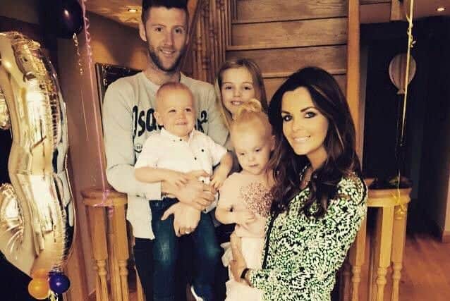 Preston North End player Paul Gallagher with his wife Hayley and their children Madison, Ava and Rocco