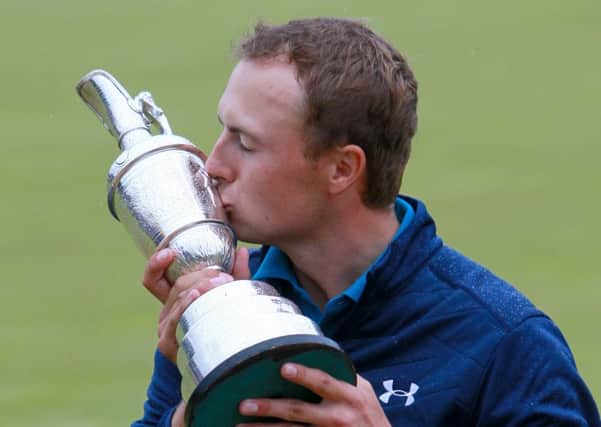 Jordan Spieth kisses the claret jug at Royal Birkdale