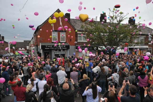 Family and friends of Saffi Roussos, the youngest victim of the Manchester Arena bombing, releasing balloons to mark her 9th birthday