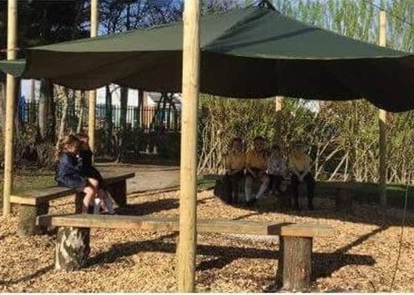 The outdoor classroom at Higher Walton Primary's new forest school