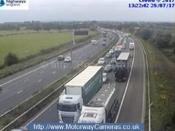 Delays have been reported after a two vehicle smash on the M6