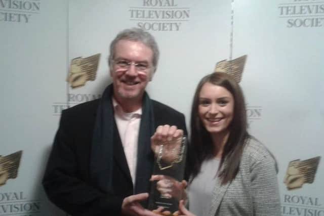 UCLan lecturer Bill McCoid with Lauren Clarke at the Royal Television Society