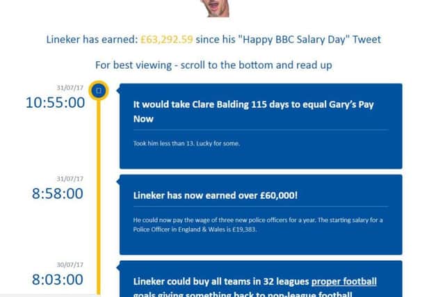 TheWhatLinekerEarnswebsite takes a provocative look at the disparity between Mr Lineker's salary
