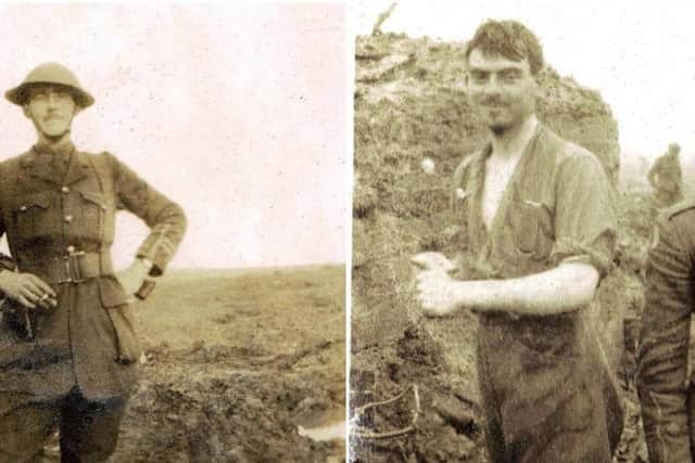 Very few photographs showing Lancashire soldiers at the Battle of Passchendaele have ever come to light. These images show Captain N Swift MC, 2nd East Lancashires, at Passchendaele in December 1917, after the battle (left) and Sergeant Melleish and 2nd Lieutenant Owen of the 2nd East Lancashires trying to stay clean in the trenches, during the battle.