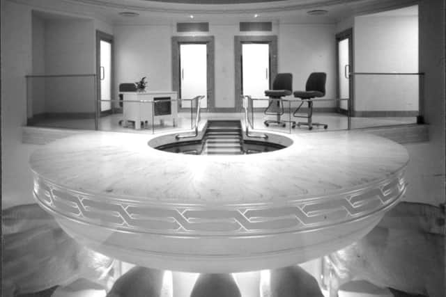 Baptismal font at temple of The Church of Jesus Christ of Latter Day Saints, near Chorley
