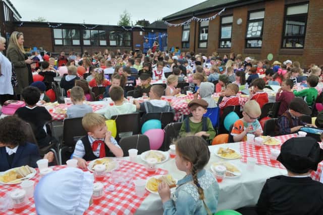 Photo Neil Cross
Coppull Parish School celebrating  200 years as a church school. with a street party with fancy dress through the ages