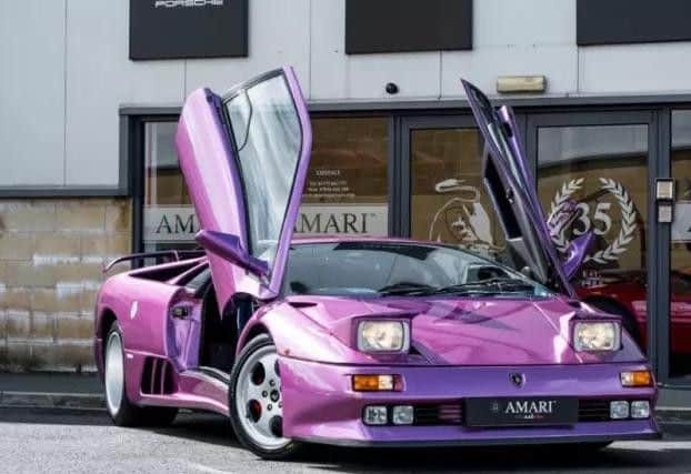 The bright viola Lamborghini originally owned by Jamiroquai's Jay Kay