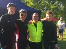 Nigel Peels son Luke, his wife Sian, Sians brother David Cotgreave and nephew Josh Cotgreave at St Catherines Wiggle Four Counties Bike