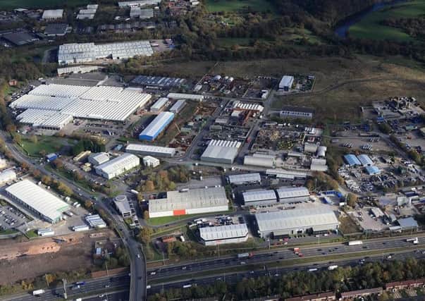 An aerial view of Red Scar industrial estate, Preston