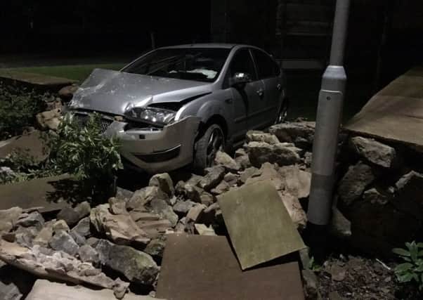 Two joyriders who took this car fled the scene after crashing it into a wall at Pottery Gardens, Lancaster.