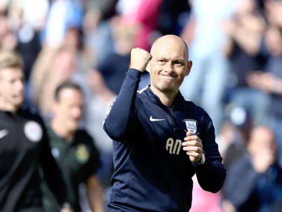 Preston manager Alex Neil celebrates the win over Sheffield Wednesday