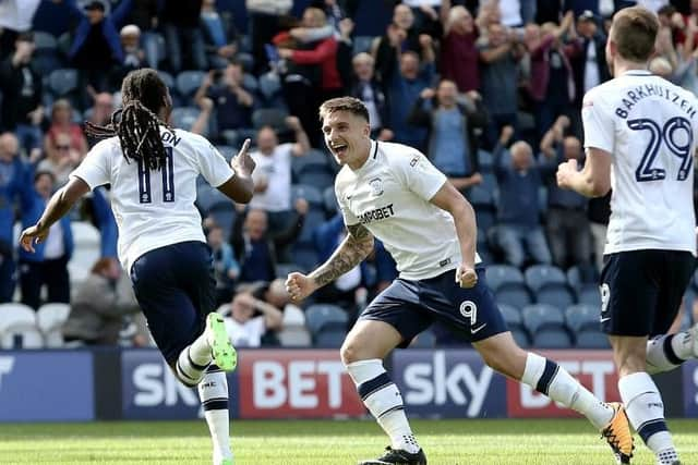 Daniel Johnson celebrates scoring Preston's winner against Sheffield Wednesday.