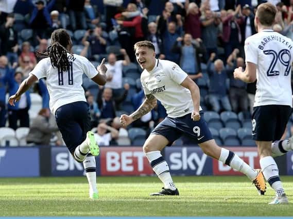 Daniel Johnson celebrates scoring Preston's winner against Sheffield Wednesday.