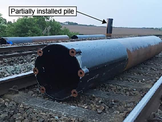 Images released by the RAIB show the pipe on the Blackpool-bound line
