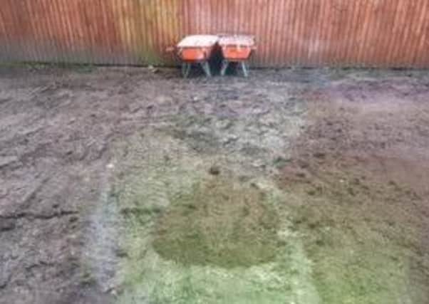 This is how the garden at Adam Wright's garden was left behind after being re-turfed.